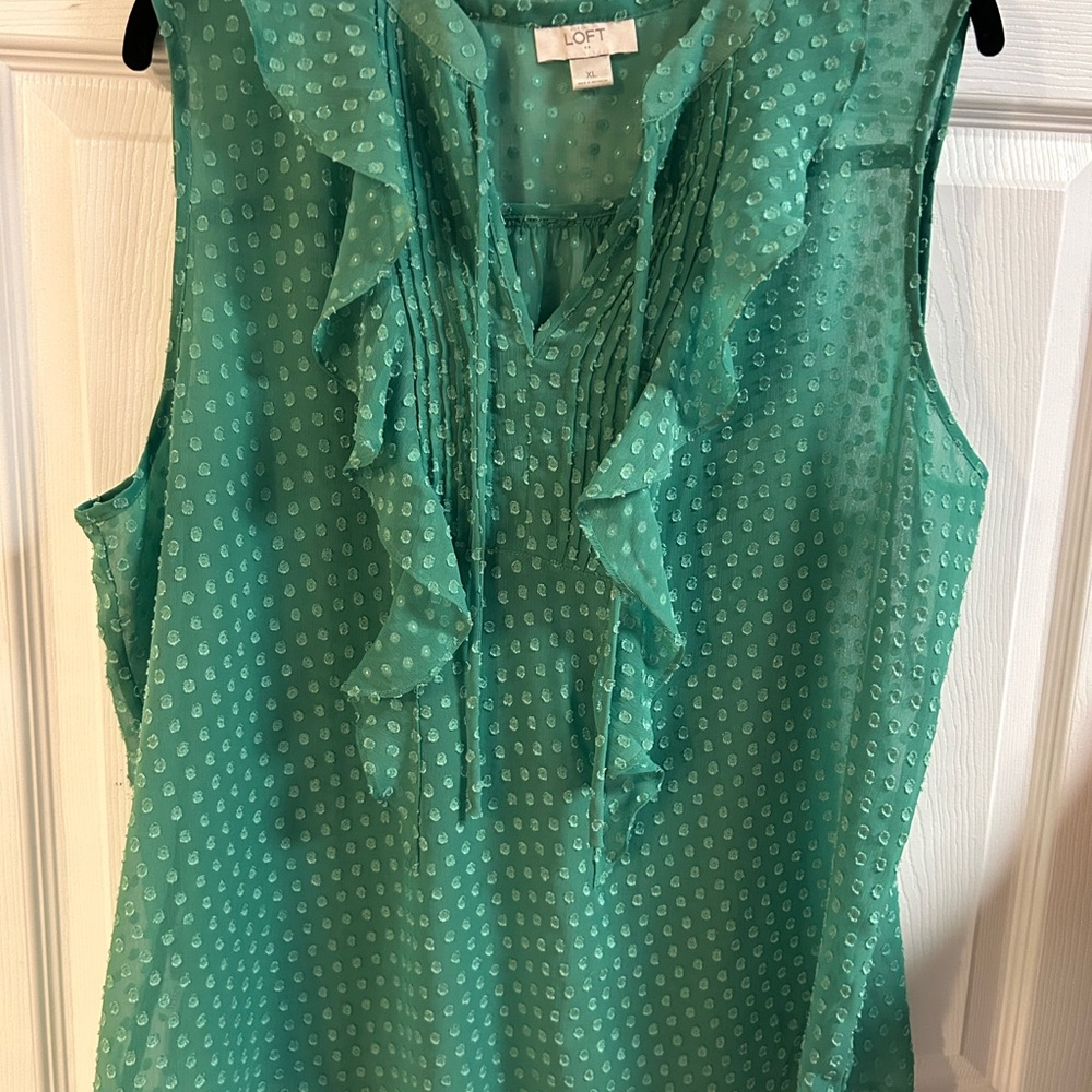 LOFT Teal Ruffle Blouse